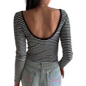H&M French navy & white striped top size L